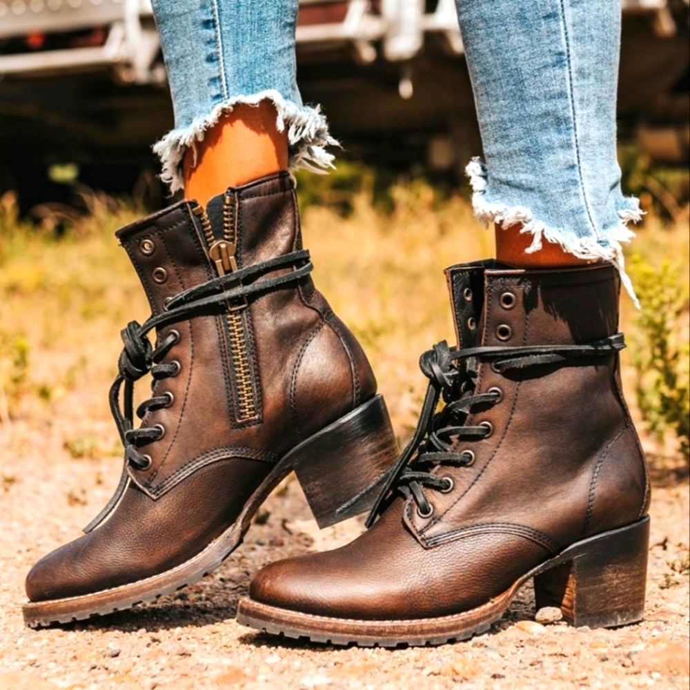 Freebird by Steven Dark Brown Lace-Up Ankle Boots